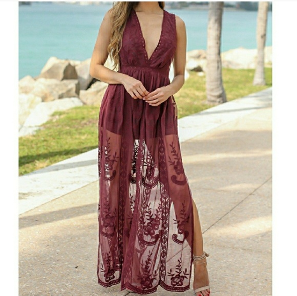 wishlist lace maxi dress